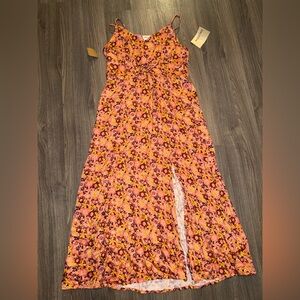 Rewind Floral Orange and Pink Maxi Dress